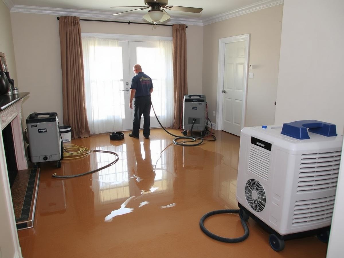 Water damage restoration in progress